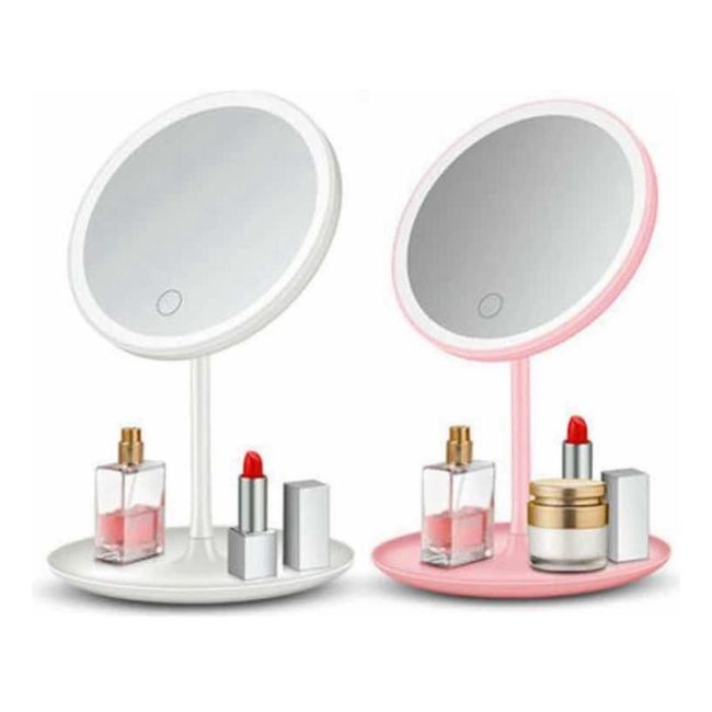 GENERICO - Espejo Redondo Para Maquillaje Luz Led Usb Blanco