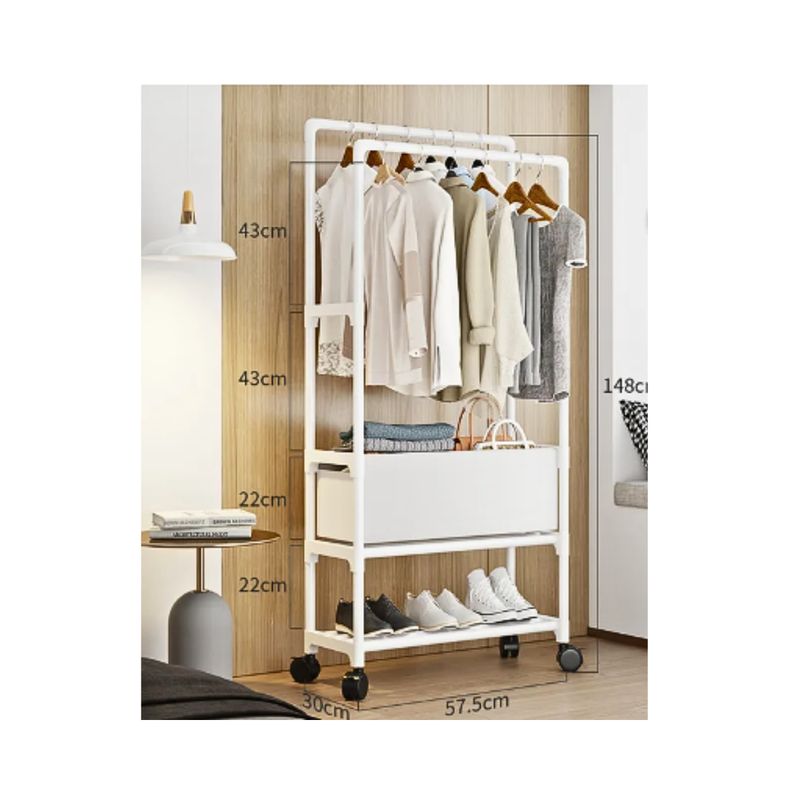 GENERICO - Perchero Multifuncional Organizador Ropa Zapatos Barra Doble Blanco