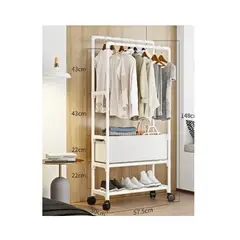 GENERICO - Perchero Multifuncional Organizador Ropa Zapatos Barra Doble Blanco