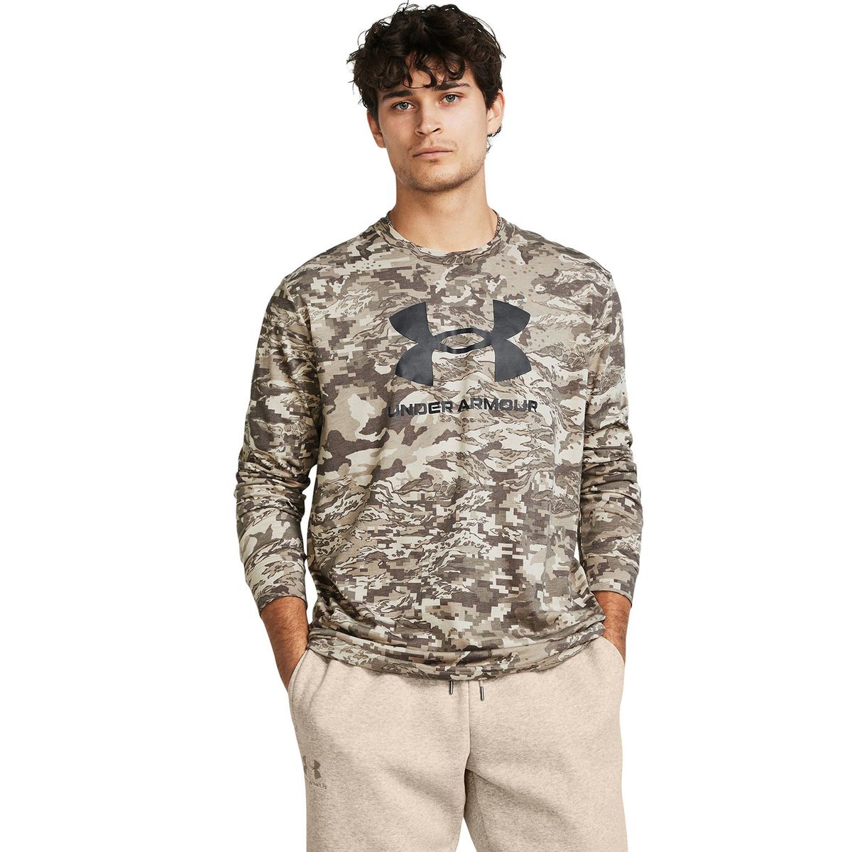 UNDER ARMOUR - Polera manga larga UA ABC Camo hombre Café UNDER ARMOUR