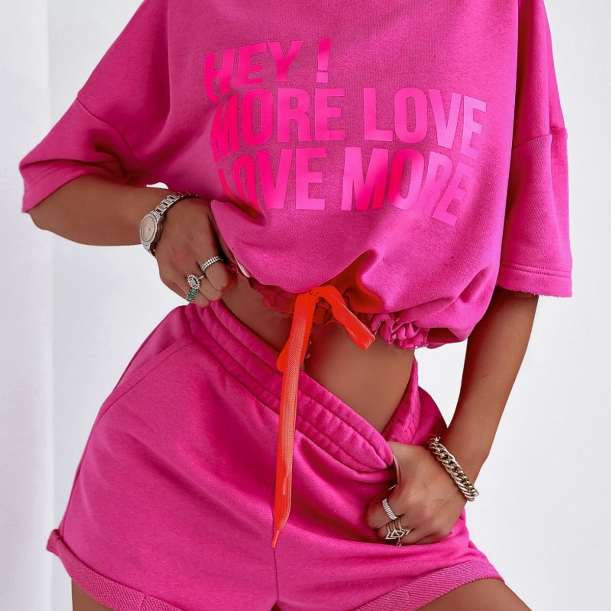 BLWOENS - polera manga corta + shorts Mujer - Rosa