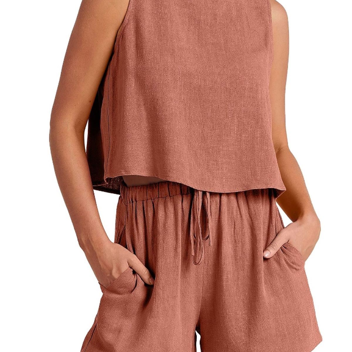 BLWOENS - polera manga corta + shorts Mujer - Naranja