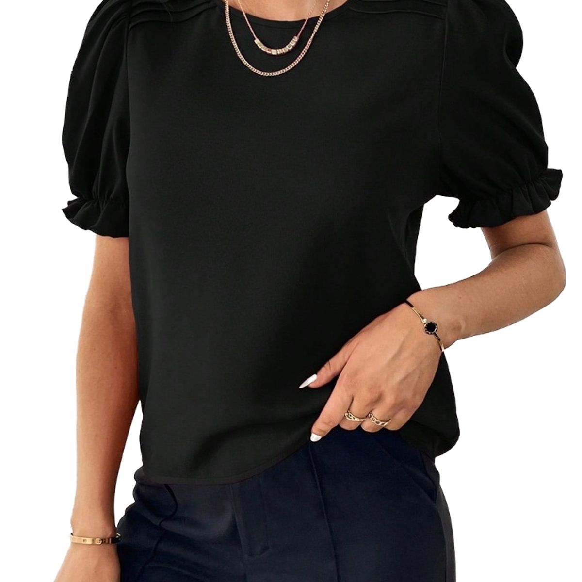 BLWOENS - Polera manga corta para mujeres - Negro