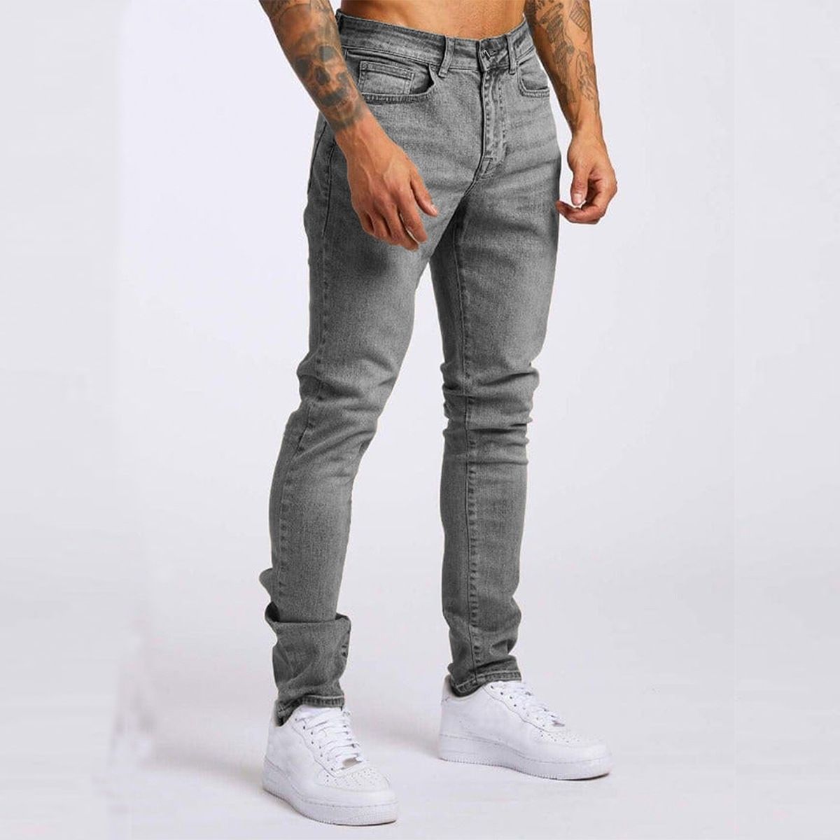 BLWOENS - Pantalones largos para hombres -Gris