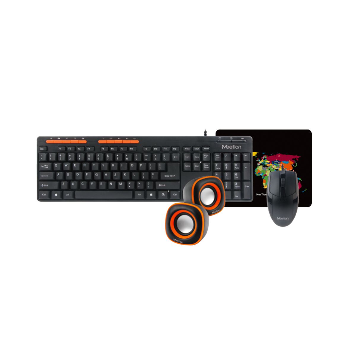 MEETION - Kit 4 En 1 Mouse Teclado Mousepad Y Parlante Mt-c105