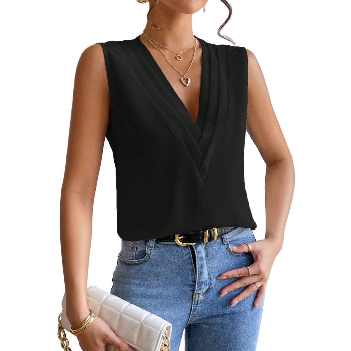 BLWOENS - Polera manga corta para mujeres - Negro