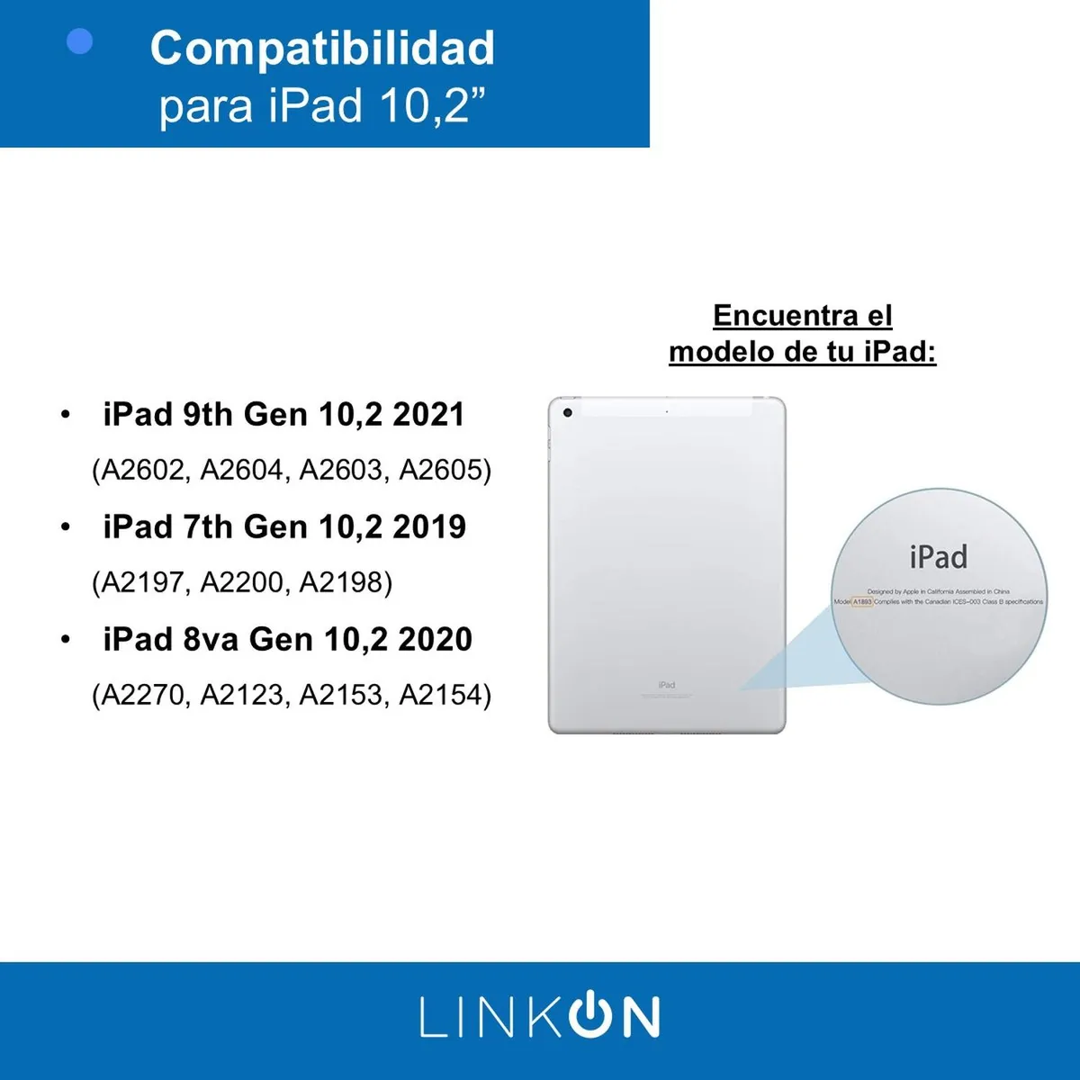 LINKON - Estuche Funda Smart Case Espacio Lápiz iPad Linkon - Azul - 10.2"