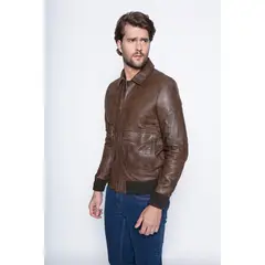 NEW MAN - Chaqueta Central Leather Café