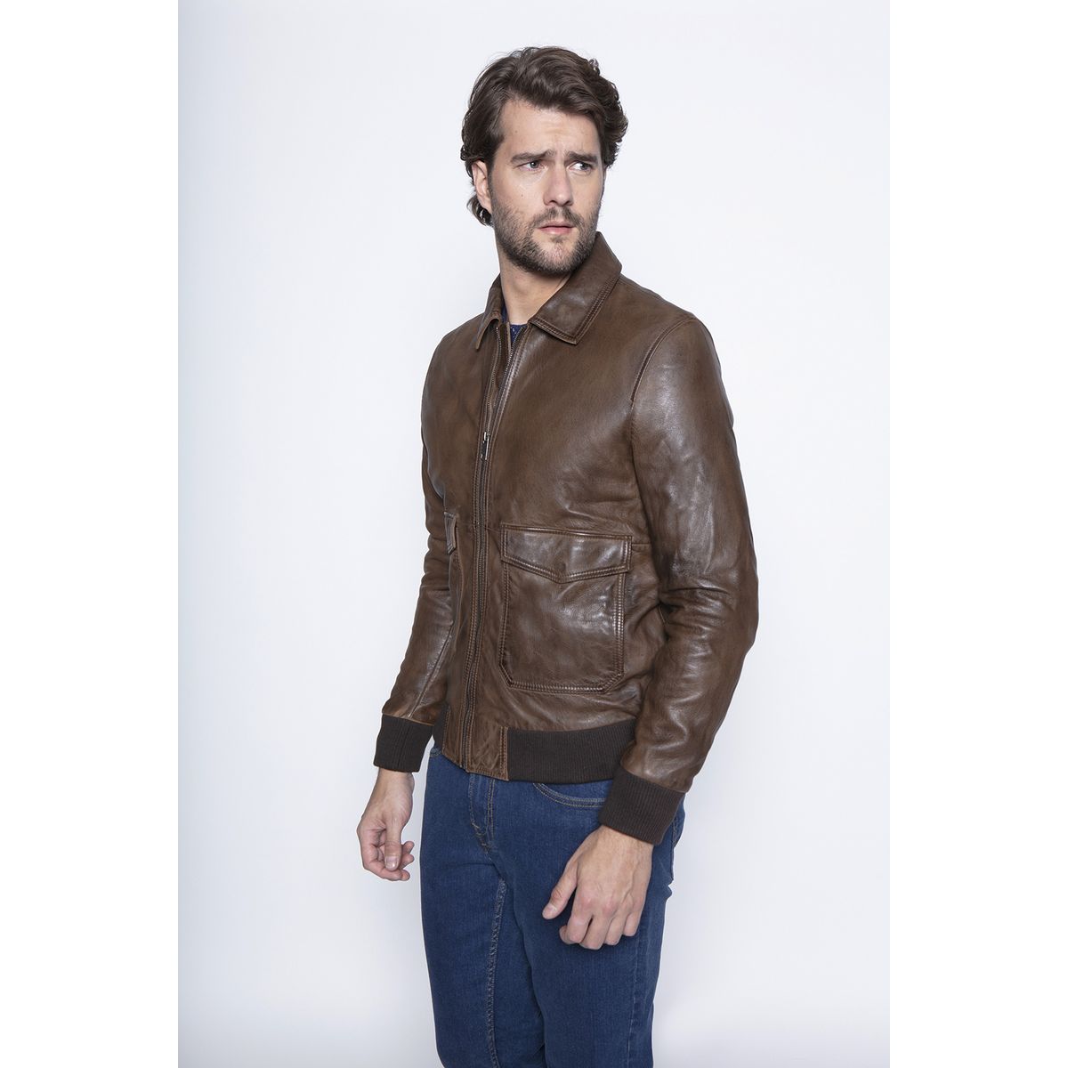 NEW MAN - Chaqueta Central Leather Café New Man