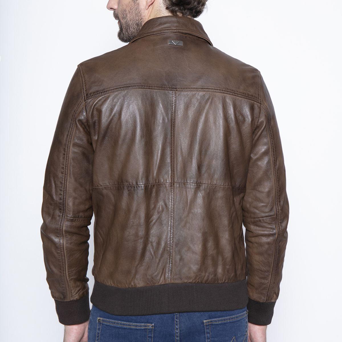 NEW MAN - Chaqueta Central Leather Café New Man