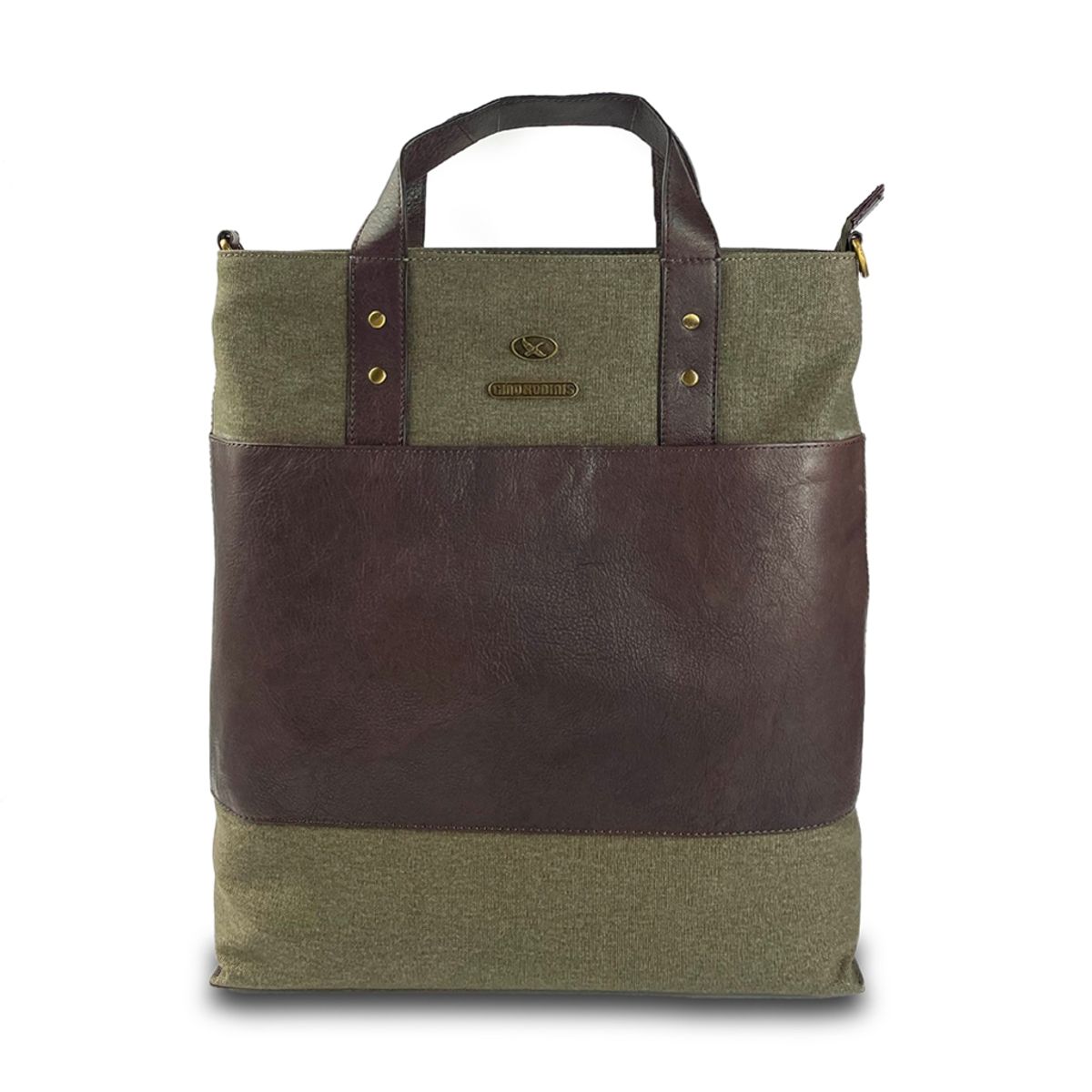GINO RODINIS - Tote Bag 2200 Tela Verde Oliva/Marrón Gino Rodinis
