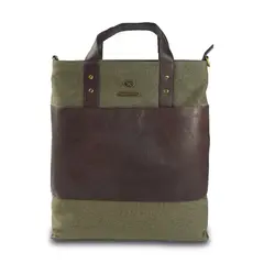 GINO RODINIS - Tote Bag 2200 Tela Verde Oliva/Marrón