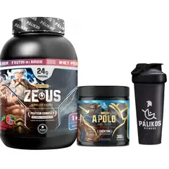 PALIKOS FITNESS - Proteina Zeus Complex 1kg Creatina apolo 300g Shaker Frutos