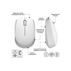 LOGITECH - Mouse Inalámbrico M170 3 botones 2.4 GHz Blanco