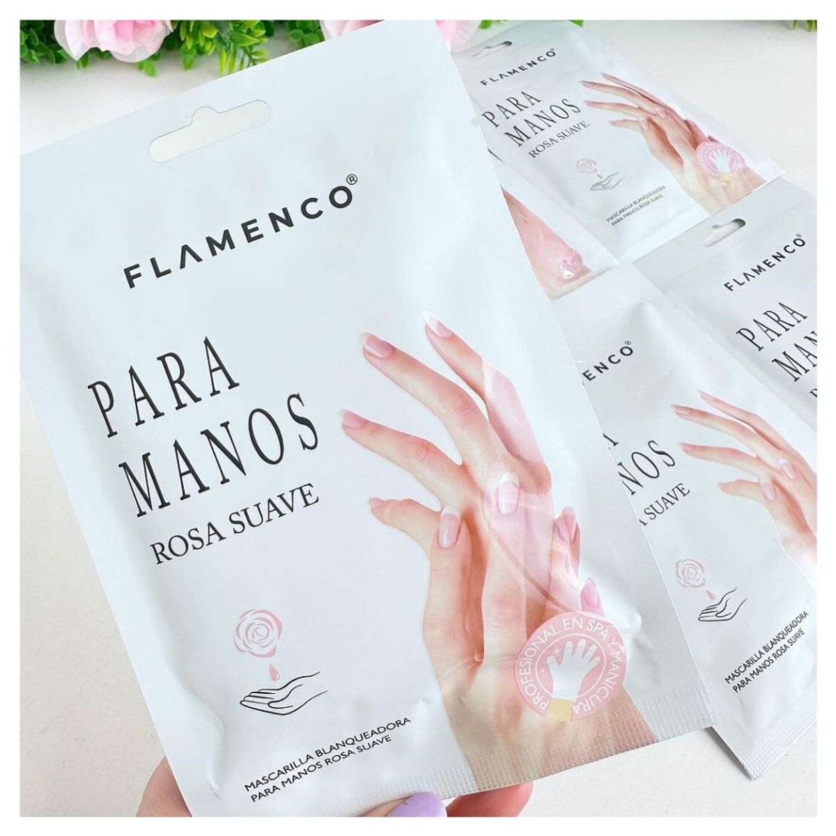 FLAMENCO - Pack 10 Mascarillas Blanqueadoras para Manos Rosas Flamenco 40ml