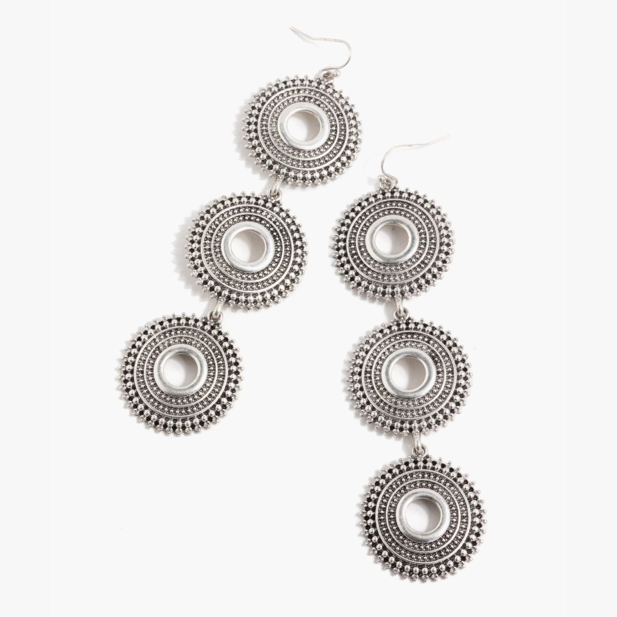 LOUNGE - Aros Mujer Círculos Étnicos Plateado