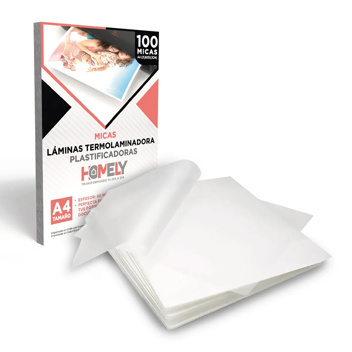 HOMELY - Láminas Termolaminadora A4 100 Micas Plastificadoras 22x30