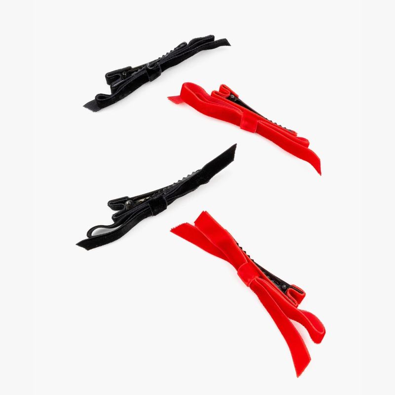 LOUNGE - Set Pinches Mujer Cintas Terciopelo Rojo
