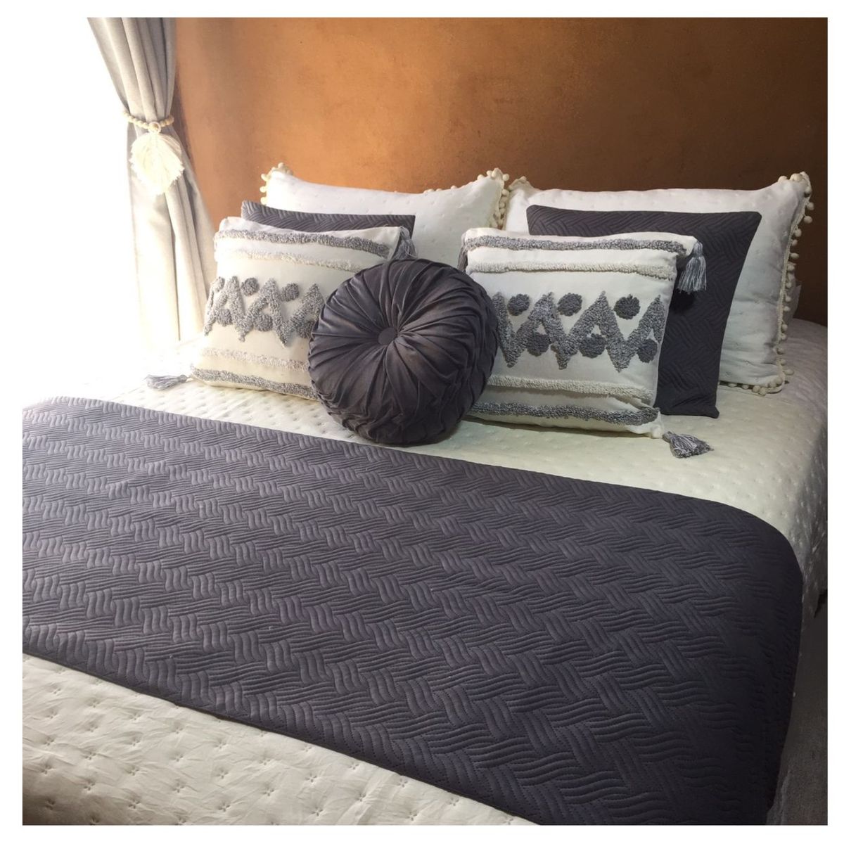 COMPRAPO - Set Piecera Plush + 2 Fundas Boho 2 Pzas. o King Mod. Marruecos