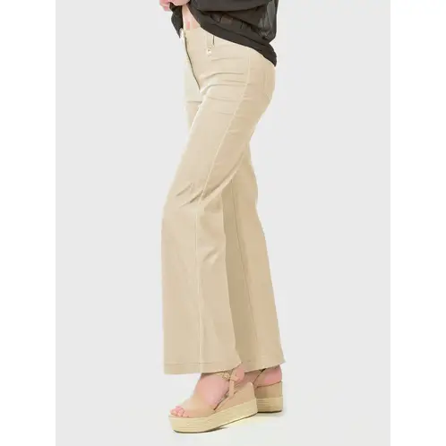 BOUS - Pantalón Ancho Gabardina Beige