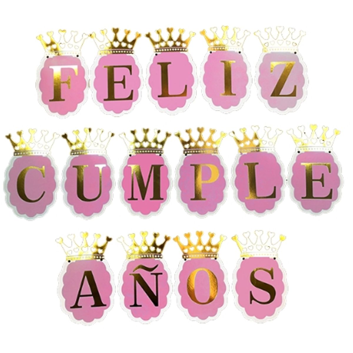 GENERICO - Cumpleaños Decoracion Fiesta Banner RosaDorado Flecos