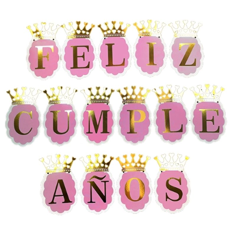 GENERICO - Cumpleaños Decoracion Fiesta Banner RosaDorado Flecos