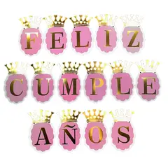 GENERICO - Cumpleaños Decoracion Fiesta Banner RosaDorado Flecos