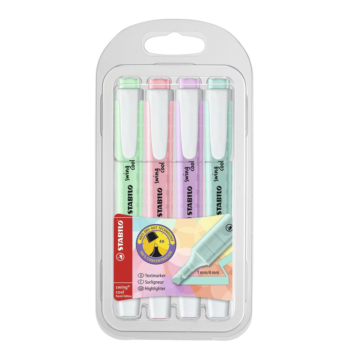 RHEIN - Set 4 Destacadores Stabilo Swing Cool Pastel RHEIN