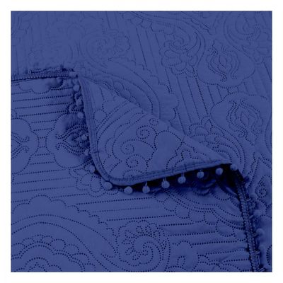 Imagen 2 del producto Cubrecama Quilt De Verano (Queen) Pompones - Azul - 2 plazas