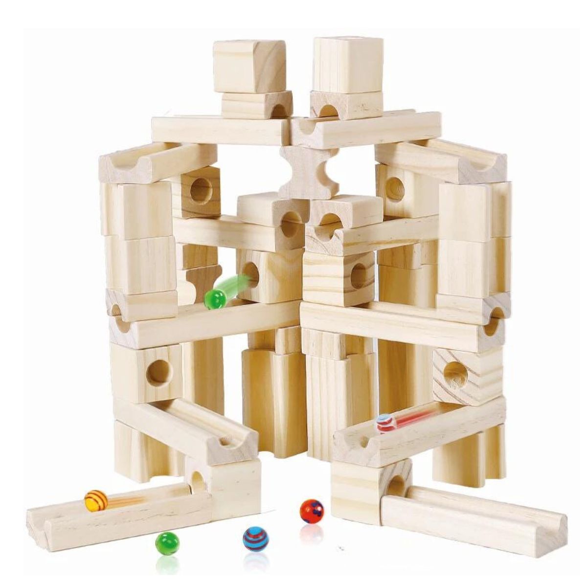 ONSHINE - EDIFICIO ARMABLE PARA CAÍDA DE CANICAS 60 PIEZAS