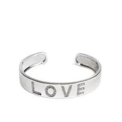 VANE COLLECTION - Pulsera esclava mujer abierta baño de rodio y LOVE en circones