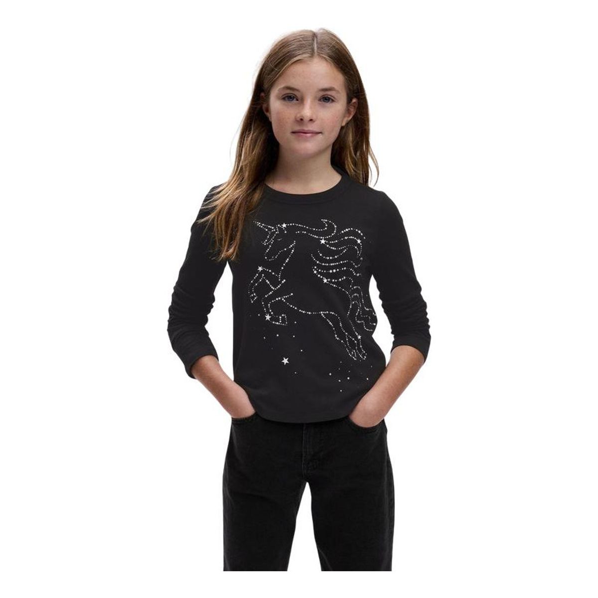 GAP - Polera Gráfica Manga Larga Negro GAP