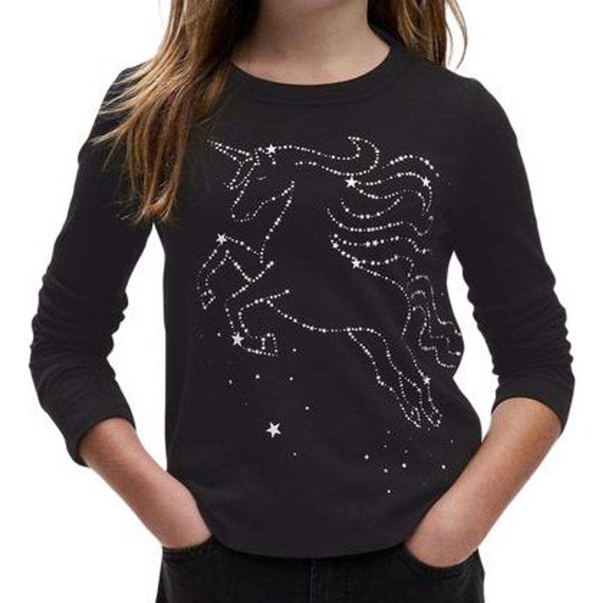 GAP - Polera Gráfica Manga Larga Negro GAP