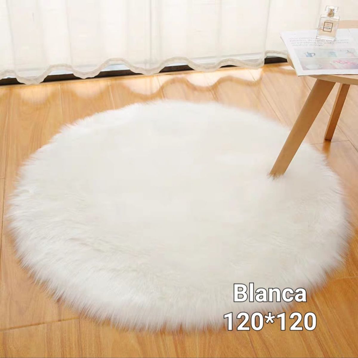 GENERICO - Alfombra Redonda Extra Suave Piel de Oveja 120cm - Color Blanco