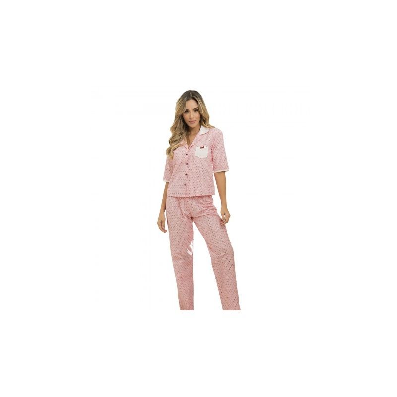 ADRIANA ARANGO - Pijama Pantalon Largo Rosa Estampado 7825 S Adriana Arango