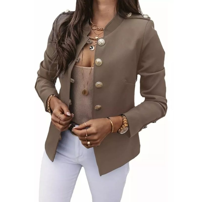 EDWINAYY - Ternos Blazer Dama De Moda Slim Fit De Color Sólido Chaqueta