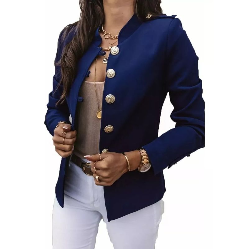 EDWINAYY - Ternos Blazer Dama De Moda Slim Fit De Color Sólido Chaqueta