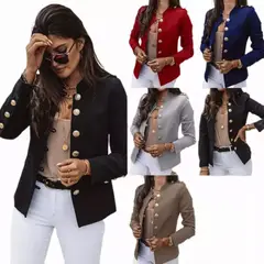 EDWINAYY - Ternos Blazer Dama De Moda Slim Fit De Color Sólido Chaqueta