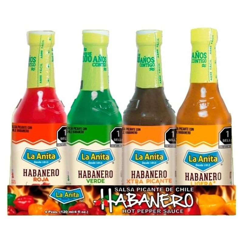LA ANITA - Pack 4 Aji Salsa Habanero Original Xtra Ligera La Anita
