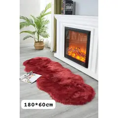 GENERICO - Alfombra Decorativa Piel de Oveja Pasillera 180x60cm - Burdeo