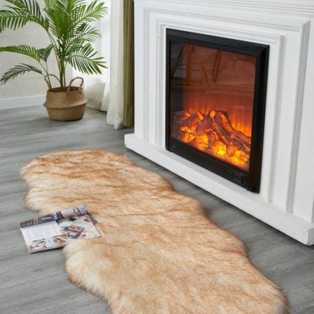 GENERICO - Alfombra Decorativa Piel de Oveja Pasillera 180x60cm - Beige Jaspeado