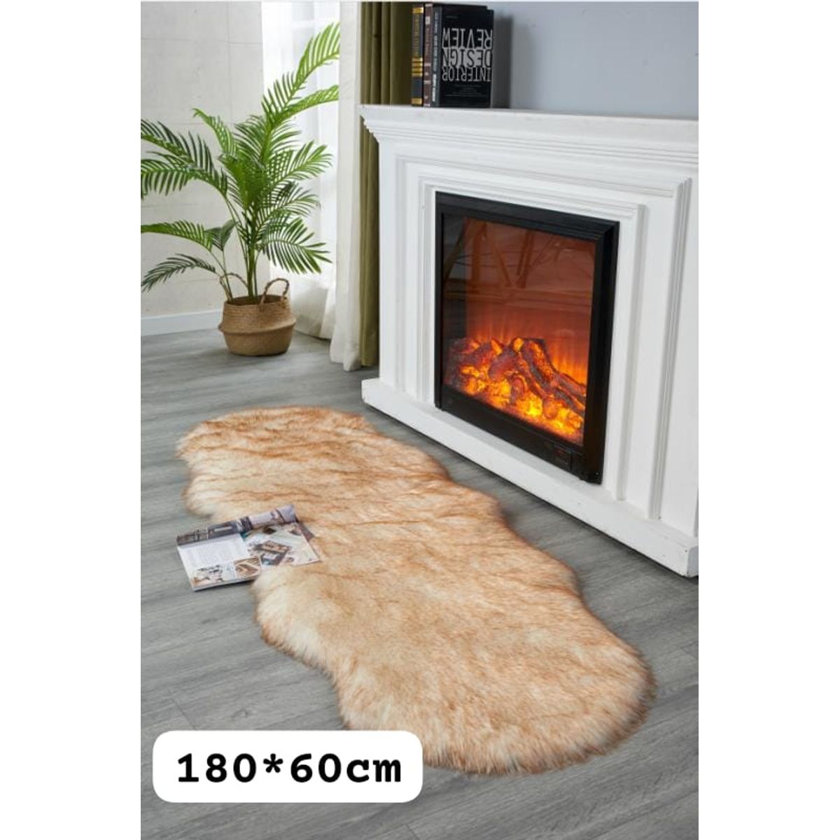 GENERICO - Alfombra Decorativa Piel de Oveja Pasillera 180x60cm - Beige Jaspeado