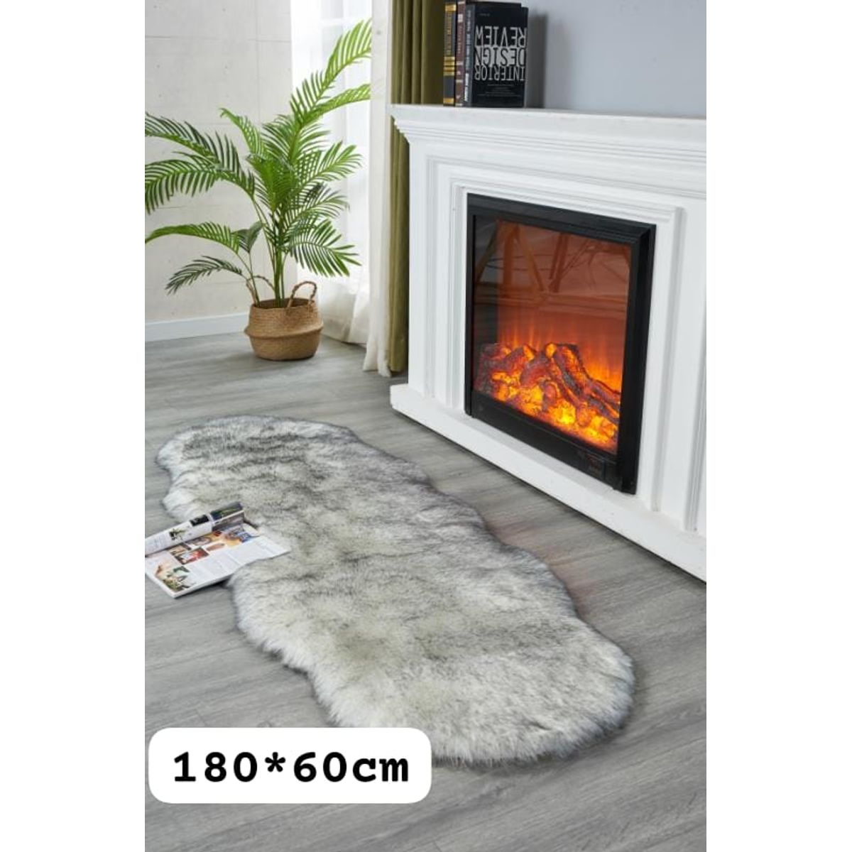 GENERICO - Alfombra Decorativa Piel de Oveja Pasillera 180x60cm - Gris Jaspeado