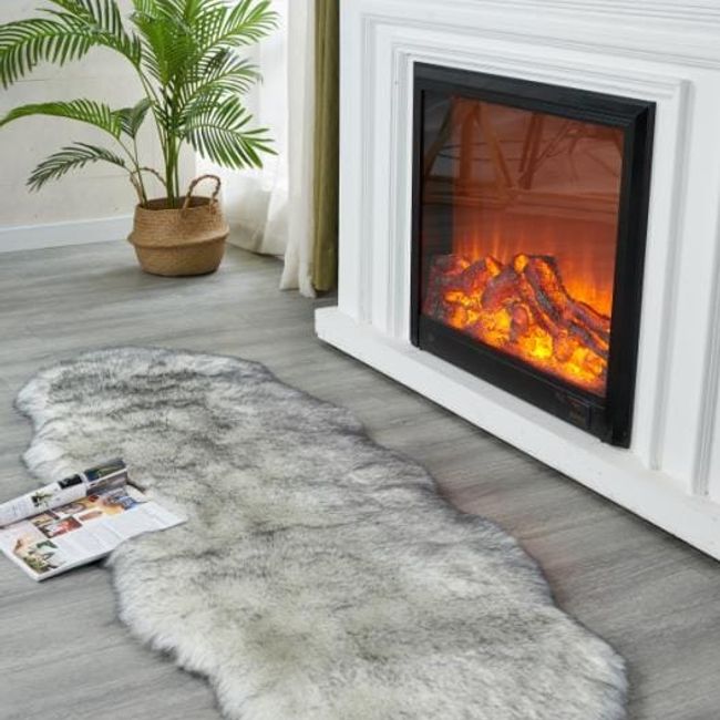 GENERICO - Alfombra Decorativa Piel de Oveja Pasillera 180x60cm - Gris Jaspeado