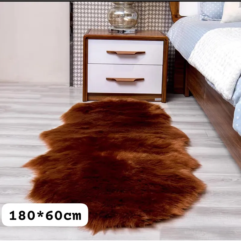 GENERICO - Alfombra Decorativa Piel de Oveja Pasillera 180x60cm - Cafe