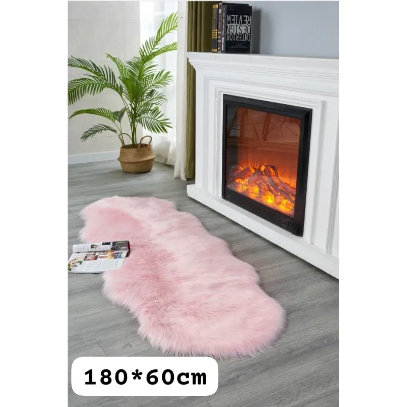 GENERICO - Alfombra Decorativa Piel de Oveja Pasillera 180x60cm - Rosa