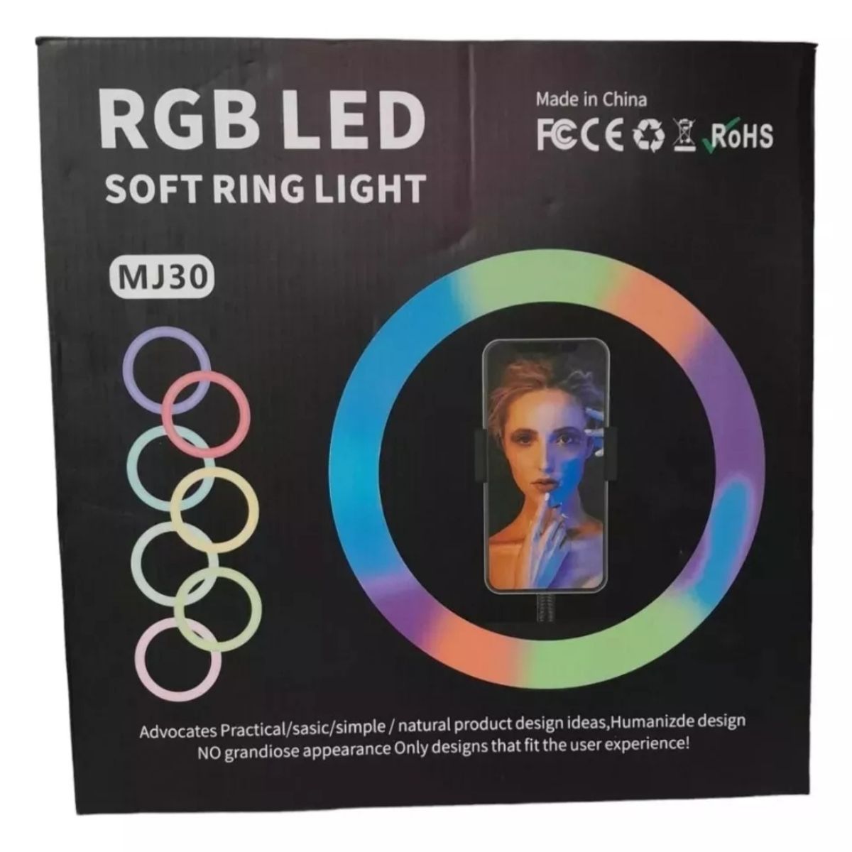 GENERICO - Aro Luz Led Rgb 30 Cm Selfie Foto + Trípode