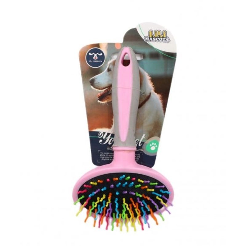 GENERICO - Cepillo Para Mascotas Rosa Ovalado Multicolor