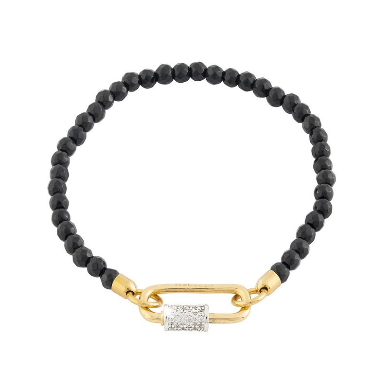 REBECCA CHILE - Pulsera de oro y piedras de jade negras modelo Palermo