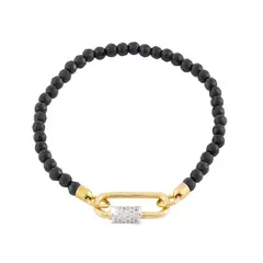 REBECCA CHILE - Pulsera de oro y piedras de jade negras modelo Palermo